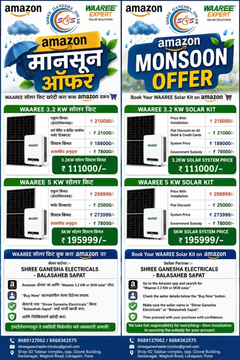 Shree Ganesha Solar Waaree solar kits available on Amazon